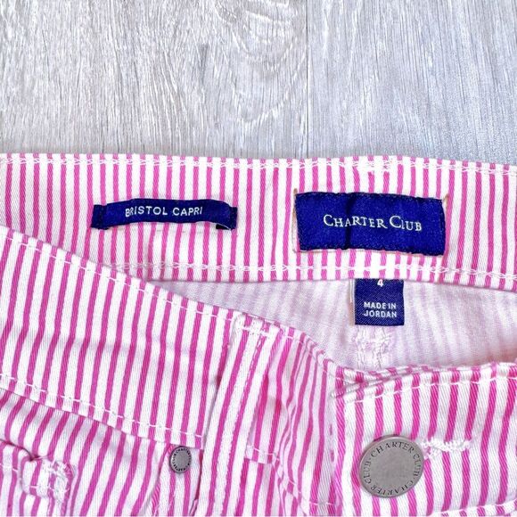 Pink Striped Cropped Jeans 4 - Picture 2 of 4